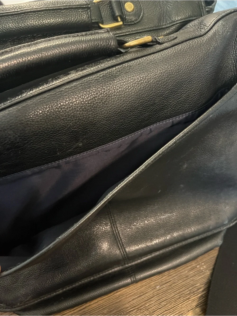 Barbour black leather